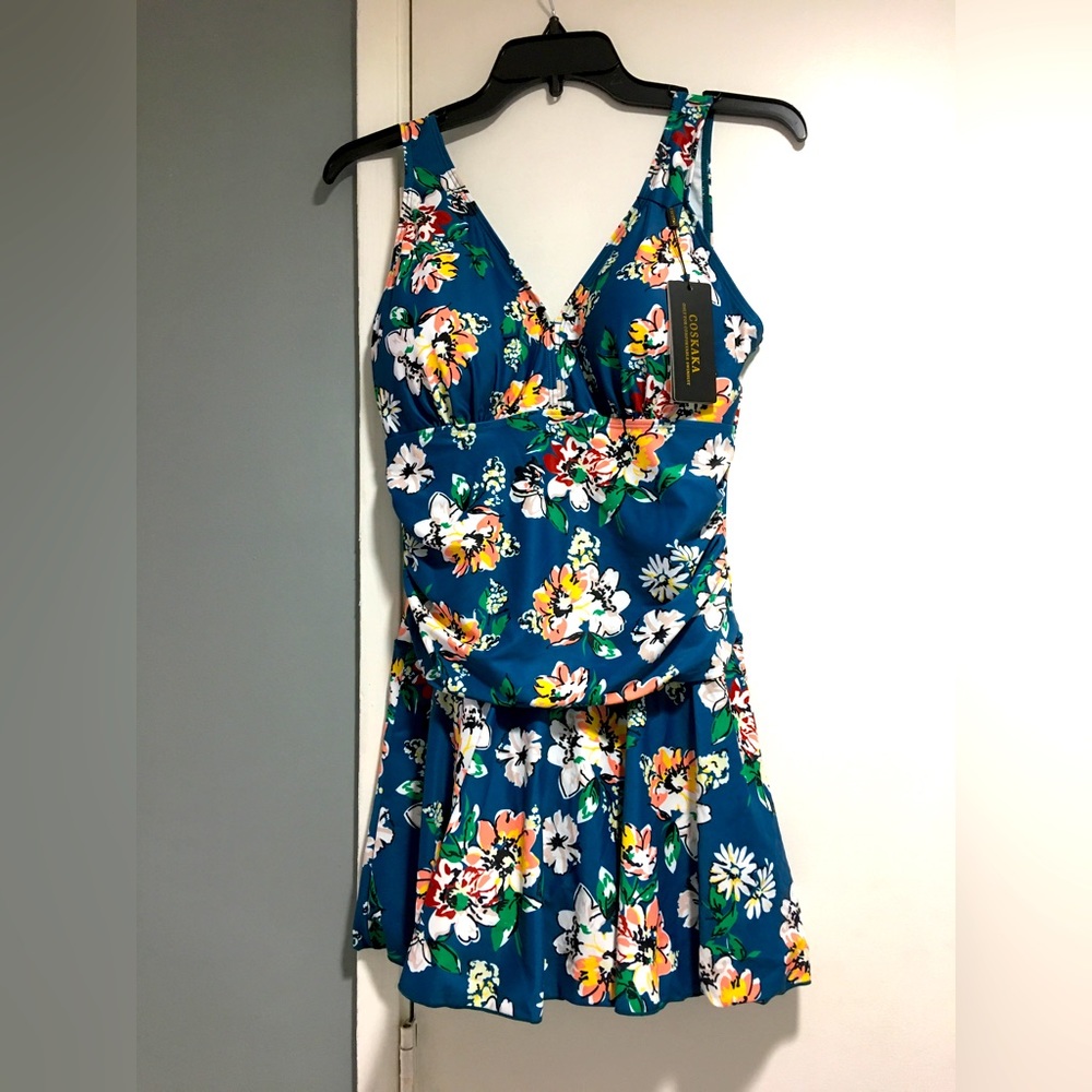 Women’s One Piece Skirt Swimsuit Ruched Retro Swimming Dress